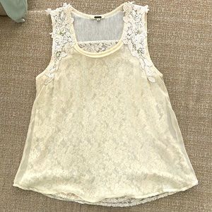 Miss Me Sheer Jeweled Lace Tank sz M